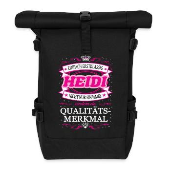 Qualitätsmerkmal Heidi einfach Erstklassig - Rolltop Rucksack - Schwarz - Vorne