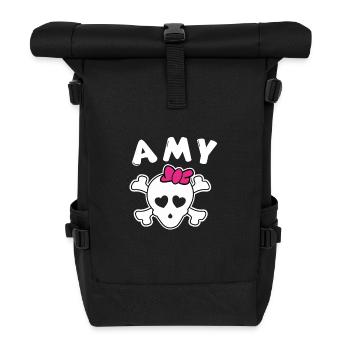 Pirate Amy Design for Girls and Women - Roll Top Backpack - black - Front