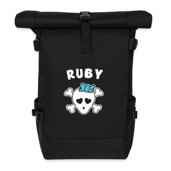Piratin Ruby Design für Mädchen und Frauen - Rolltop Rucksack - Schwarz - Vorne