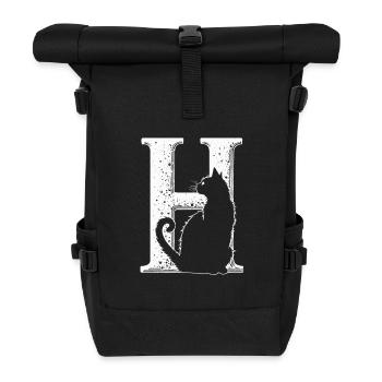 Letter H with cat - Roll Top Backpack - black - Front