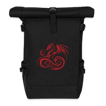 Roter Drache Mystisch, Kraftvoll und Majestätisch - Rolltop Rucksack - Schwarz - Vorne