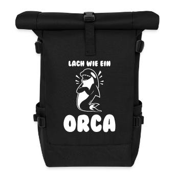 Lach wie ein Orcy - lustiges Killerwal Outfit - Rolltop Rucksack - Schwarz - Vorne