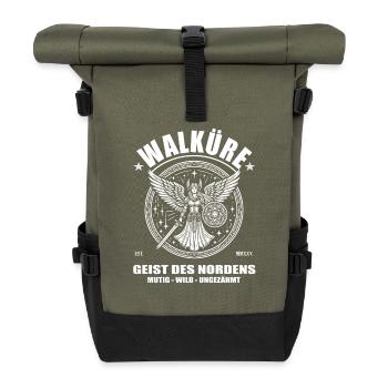 Valkyrie, du nord. Courageux, sauvage, indompté - Sac à dos roll top - olive/noir - Devant