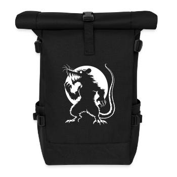 Gefährliche Ratte im Vollmond, Cooles Comic-Design - Rolltop Rucksack - Schwarz - Vorne