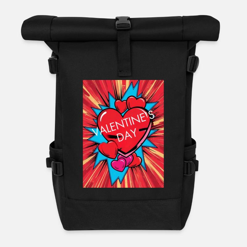 Valentines Day - Rolltop Rucksack - Schwarz