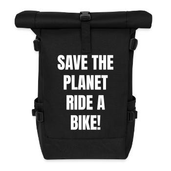 Save the planet ride a bike - Roll Top Backpack - black - Front