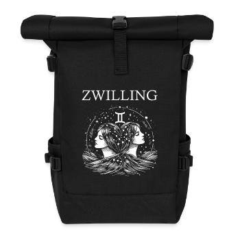 Cooles Sternzeichen Zwilling Design - Rolltop Rucksack - Schwarz - Vorne
