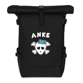 Piratin Anke Design für Mädchen und Frauen - Rolltop Rucksack - Schwarz - Vorne