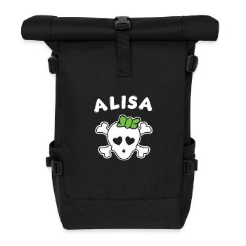Piratin Alisa Design für Mädchen und Frauen - Rolltop Rucksack - Schwarz - Vorne