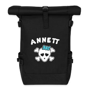 Piratin Annett Design für Mädchen und Frauen - Rolltop Rucksack - Schwarz - Vorne