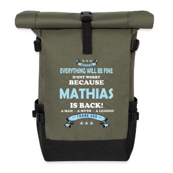Everything will be fine Mathias Is back - Rolltop Rucksack - Olive/Schwarz - Vorne
