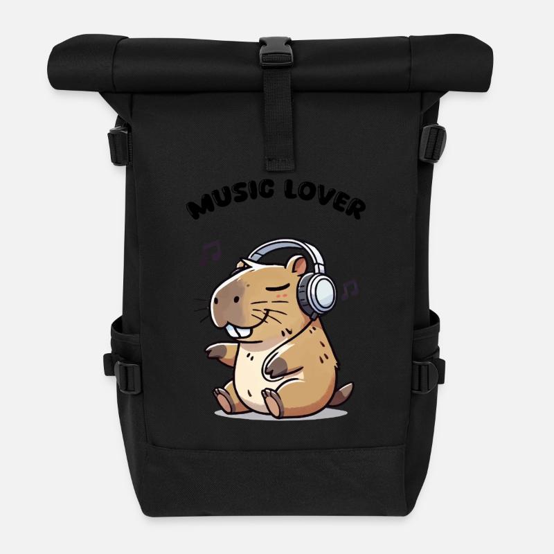 Capybara Music - Roll Top Backpack - black