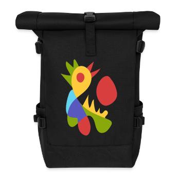 morning chicken bold abstract - Roll Top Backpack - black - Front