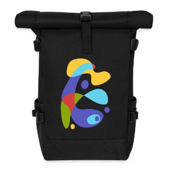 Vintage abstrakte Kreatur - Rolltop Rucksack - Schwarz - Vorne