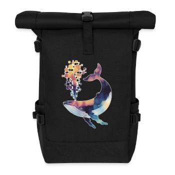 Baleine à l’aquarelle – Design artistique de l’océan - Sac à dos roll top - noir - Devant