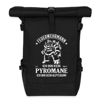 Feuerwehrmann, kein Pyromane sondern Held - Rolltop Rucksack - Schwarz - Vorne