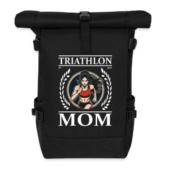 Triathlon Mom - Mutter und Triathletin - Rolltop Rucksack - Schwarz - Vorne