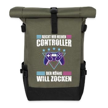 Il me tend ma manette, le roi veut jouer - Sac à dos roll top - olive/noir - Devant