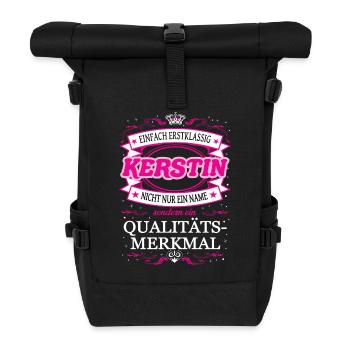 Qualitätsmerkmal Kerstin einfach Erstklassig - Rolltop Rucksack - Schwarz - Vorne