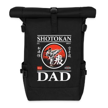 Shotokan Karate Dad Design mit Karateka udn Kanji - Rolltop Rucksack - Schwarz - Vorne