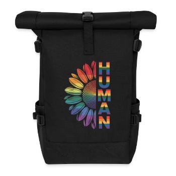 Mensch: Regenbogen der Vielfalt - Rolltop Rucksack - Schwarz - Vorne