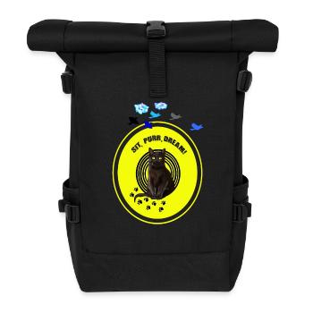 Verträumte schwarze Katze mit Cyber-Zitronen-Attitüde - Rolltop Rucksack - Schwarz - Vorne