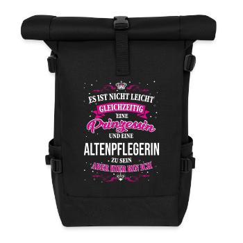 a geriatric nurse and princess - Roll Top Backpack - black - Front