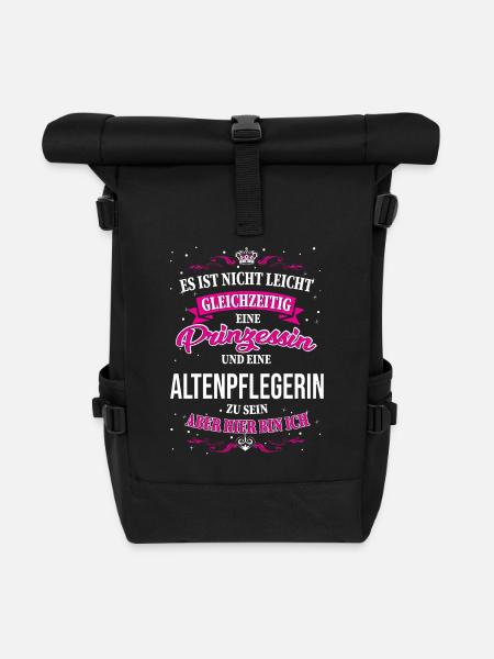 a geriatric nurse and princess - Roll Top Backpack - black