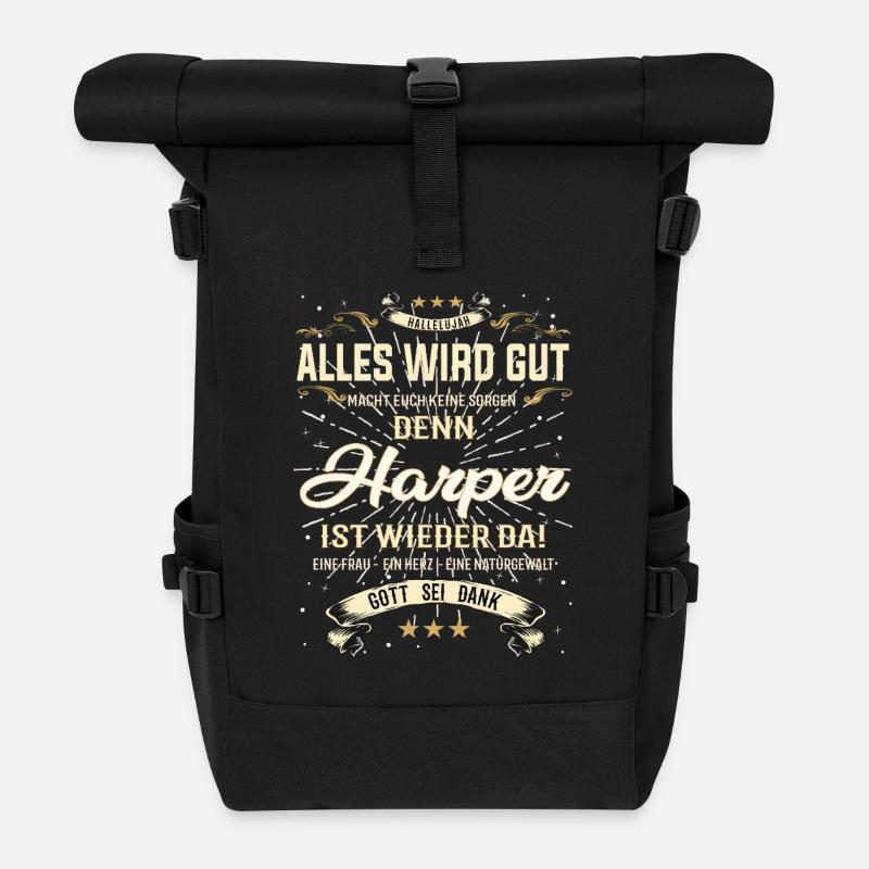 Alles wird gut denn Harper Ist da Outfit - Rolltop Rucksack - Schwarz