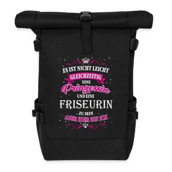Friseurin und Prinzessin - Rolltop Rucksack - Schwarz - Vorne
