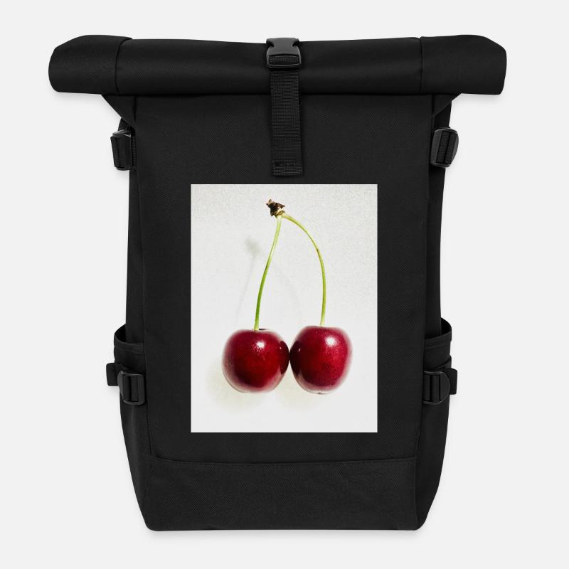Kirsche - Rolltop Rucksack - Schwarz