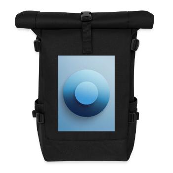 Blue Focus - Abstract 3D Circle, Blue, Gradient - Roll Top Backpack - black - Front