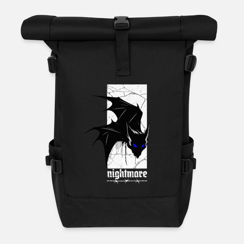 Nightmare Bat – Gothic Horror Vampir Kreatur Kunst - Rolltop Rucksack - Schwarz