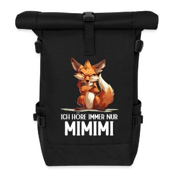 Fuchs Wald Tier Natur Ich höre immer nur Mimimi - Rolltop Rucksack - Schwarz - Vorne
