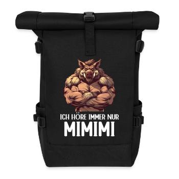 Wildschwein Ich höre immer nur Mimimi Wildnis Wald - Rolltop Rucksack - Schwarz - Vorne