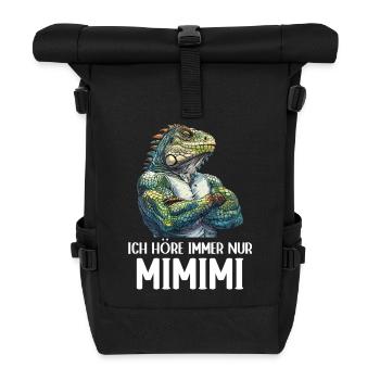 Grüner Leguan Reptilien Ich höre immer Mimimi - Rolltop Rucksack - Schwarz - Vorne