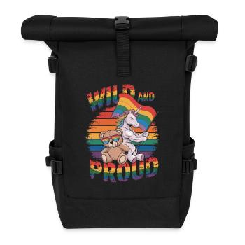 Teddybär und Einhorn LGBTQ Regenbogenfahne - Rolltop Rucksack - Schwarz - Vorne