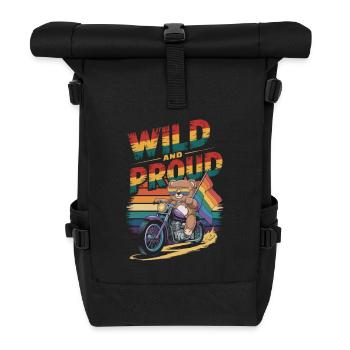 Teddy Bear Rides Moto LGBTQ Bannière Arc-en-ciel - Sac à dos roll top - noir - Devant