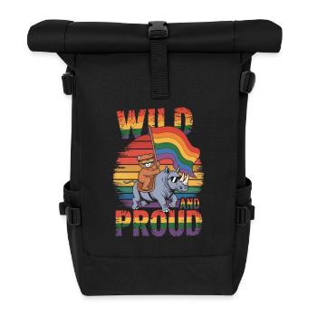 Teddy Bear chevauche le rhinocéros LGBTQ Rainbow Flag - Sac à dos roll top - noir - Devant