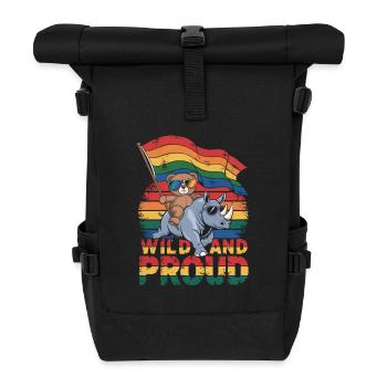 Teddy Bear chevauche le rhinocéros LGBTQ Rainbow Flag - Sac à dos roll top - noir - Devant