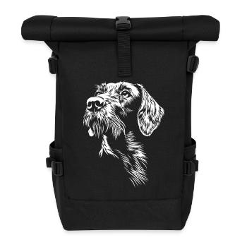 Deutsch Drahthaar Portrait Hunde Jagdhund - Rolltop Rucksack - Schwarz - Vorne