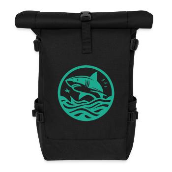Logo de requin – Pour les fans des requins impressionnants - Sac à dos roll top - noir - Devant
