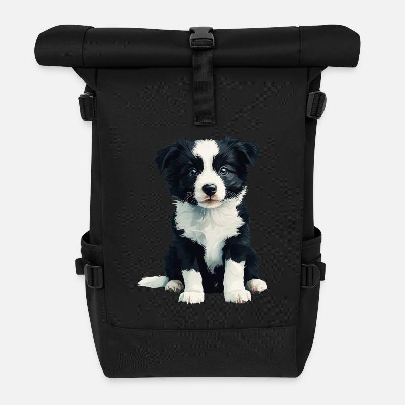 Border Collie bébé - Sac à dos roll top - noir
