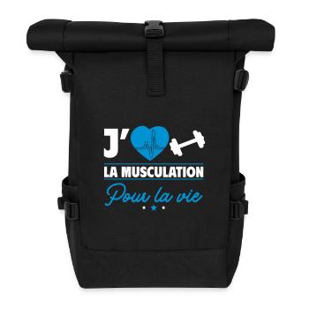 J'aime la musculation pour la vie - Sac à dos roll top - noir - Devant