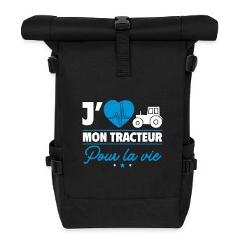 J'aime mon tracteur pour la vie - Sac à dos roll top - noir - Devant