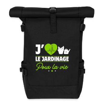 J'aime le jardinage – une passion pour la vie ! - Sac à dos roll top - noir - Devant