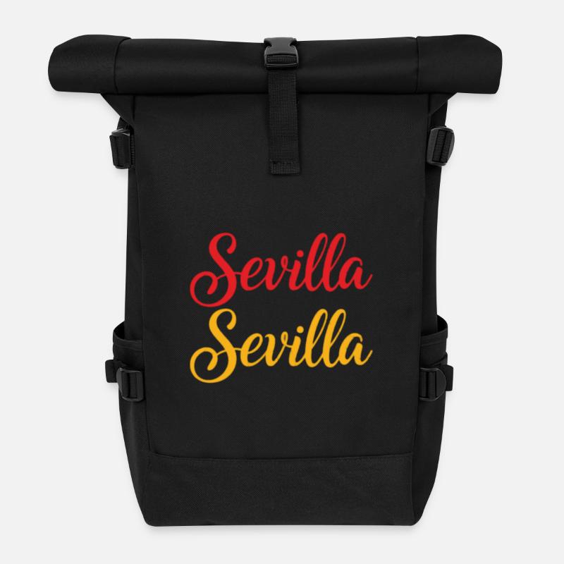 Sevilla Script Duo Rot Gelb Retro - Rolltop Rucksack - Schwarz