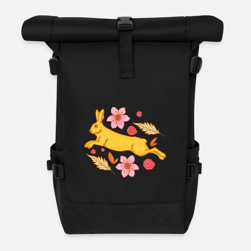 Bunter Osterhase - Rolltop Rucksack - Schwarz