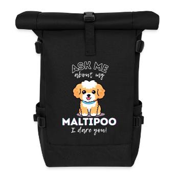 Maltipoo Conversation Starter - Demandez-moi à propos d’un chien - Sac à dos roll top - noir - Devant