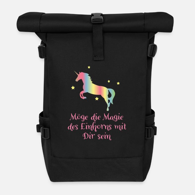 Einhorn - Rolltop Rucksack - Schwarz